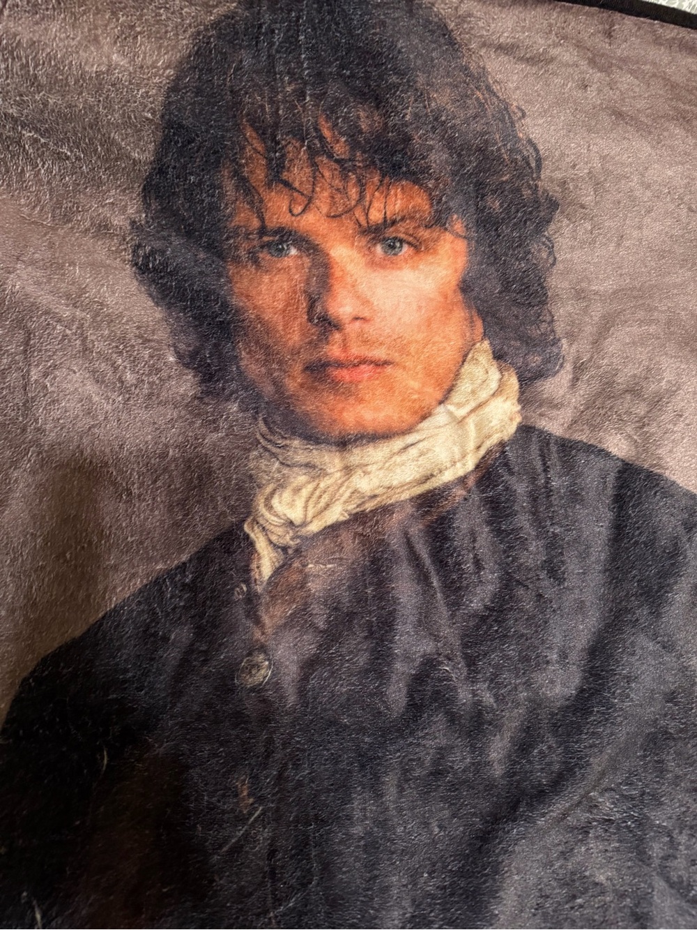 Printed Portrait Blanket - Black and Cream